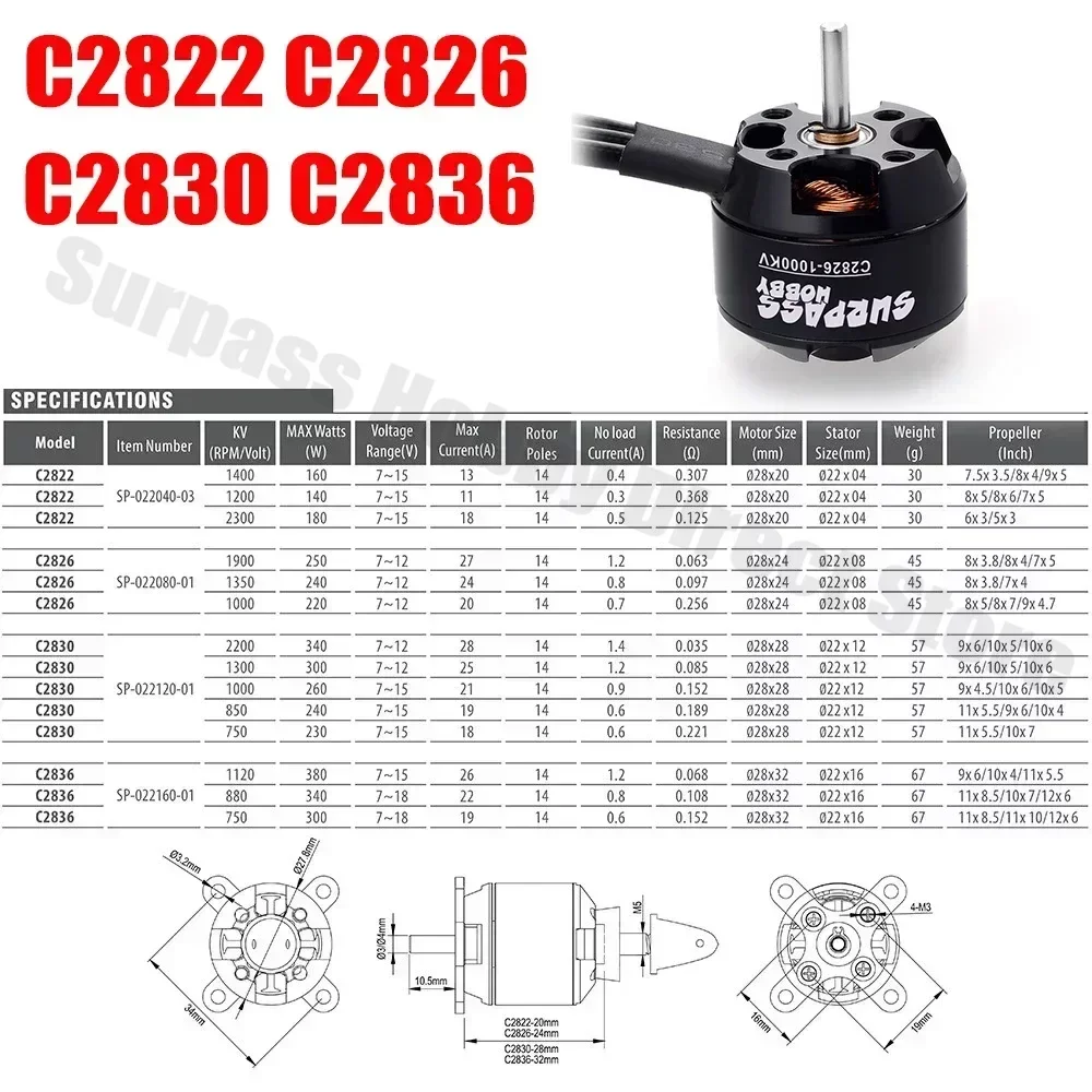 Surpass Hobby 2822 2830 3530 3 - Hobby Rc Quadcopters & Multirotors avis et prix